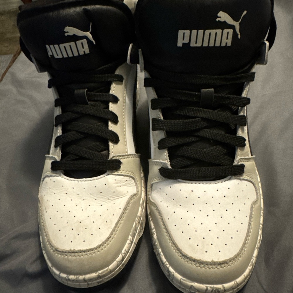Puma Black and White High-Top Sneakers